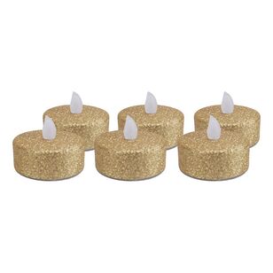 Jolly & Joy Tealight Glitter Light Candle Six Pack Gold 5.9 x 5 cm