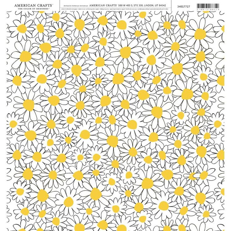 American Crafts Yellow Daisy Cardstock Multicoloured 30 x 30 cm