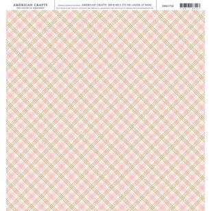 American Crafts Pink & Tan Plaid Cardstock Multicoloured 30 x 30 cm