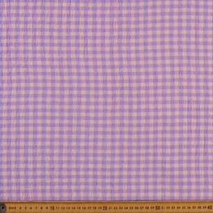 Small Gingham Check Printed 137 cm Cotton Seersucker Fabric Pink & Lilac 137 cm