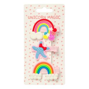 Unicorn Magic Rainbow Mix Hair Clips 3 Pack Multicoloured