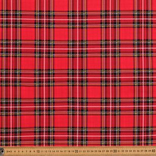 Celebration Tartan Printed 148 cm Georgette Fabric Red 148 cm