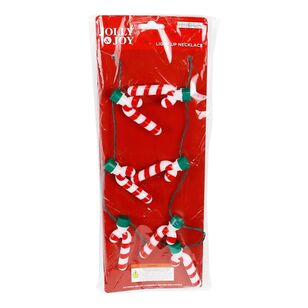 Jolly & Joy Light Up Candy Cane Necklace Red & White