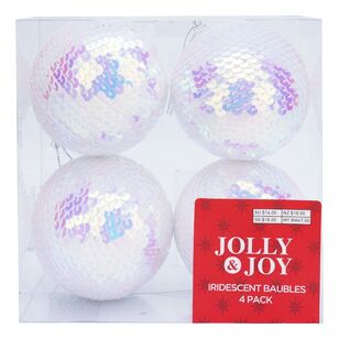 Jolly & Joy Iridescent Sequin Christmas Bauble 4 Pack Iridescent