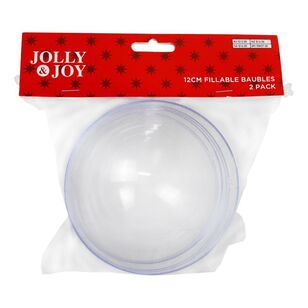 Jolly & Joy Fillable Christmas Circle Bauble 2 Pack Clear 12 cm