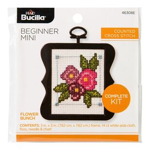 Bucilla Beginner Flower Bunch Mini Cross Stitch Kit Multicoloured