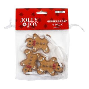 Jolly & Joy Gingerbread Decoration 4 Pack Multicoloured