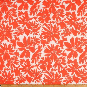 Daphne Floral Printed 112 cm Cotton Slub Fabric Orange 112 cm