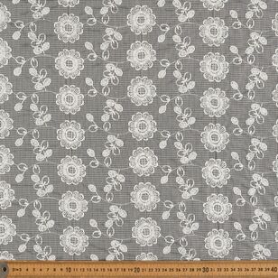 Yarn Dyed Check Flower Printed 145 cm Suiting Fabric Black 145 cm