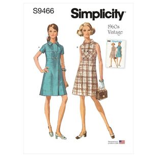 Simplicity Sewing Pattern S9466 1960s Vintage Misses' Dress