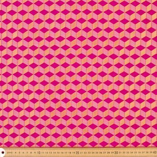 Blocks Printed 112 cm Jacquard Sari Taffeta Fabric Pink 112 cm