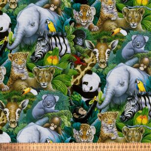 A Rare Occasion Animal Printed 112 cm Cotton Fabric Multicoloured 112 cm