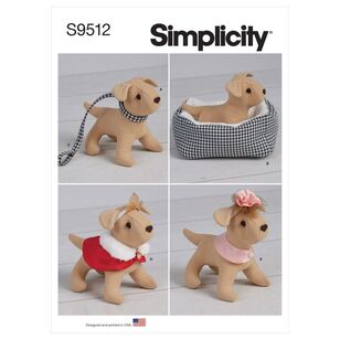 Simplicity Sewing Pattern S9512 Soft 6'' Dog & Accessories for 18'' Dolls One Size