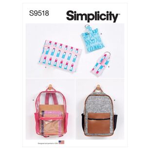 Simplicity Sewing Pattern S9518 Backpacks & Accessories One Size