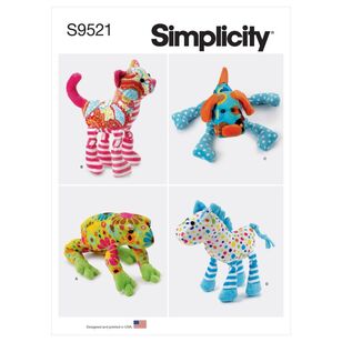 Simplicity Sewing Pattern S9521 Plush Animals One Size