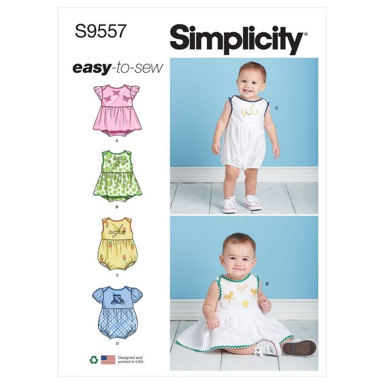 Simplicity Sewing Pattern S9557 Babies' Romper Multicoloured XX Small ...