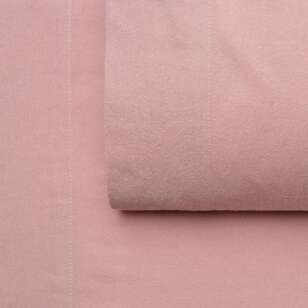White Home Flannelette Sheet Set Dusty Pink