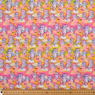Care Bears Pink Clouds Printed 112 cm Cotton Fabric Peach 112 cm