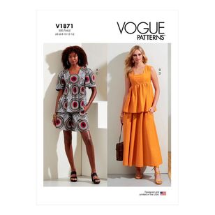 Vogue Sewing Pattern V1871 Misses' Tops, Shorts & Skirt