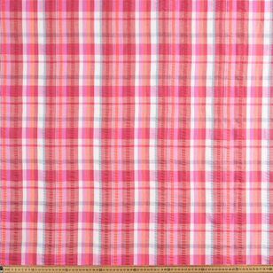 On The Farm Tartan Check #2 Printed 145 cm Polyester Fabric Raspberry 145 cm