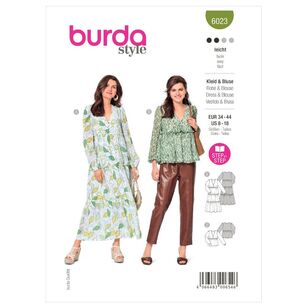Burda Style Sewing Pattern B6023 Misses' Dress & Blouse 8 - 18 (34 - 44)