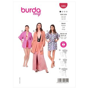 Burda Sewing Pattern B5995 Coat 8 - 22 (34 - 48)