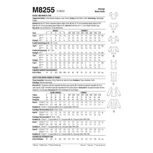 McCall's Sewing Pattern M8255 Misses' & Women's Tops