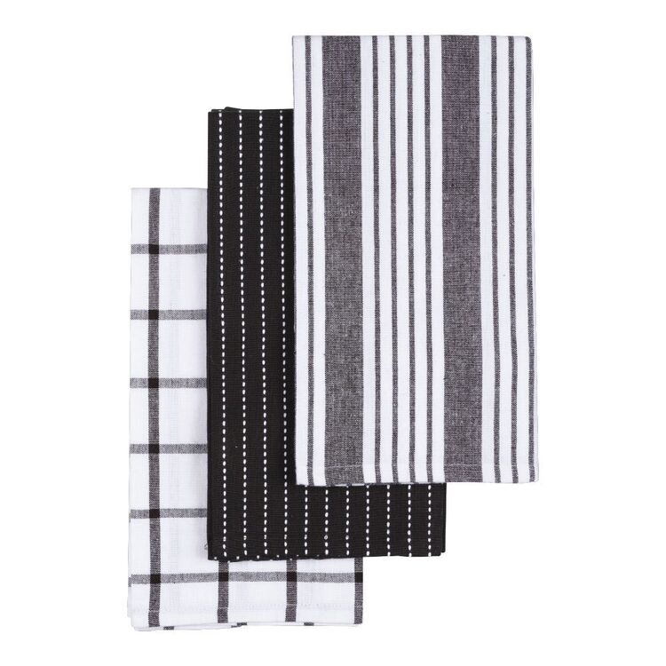 Trendy Black & White Tea Towels (Set of 3)