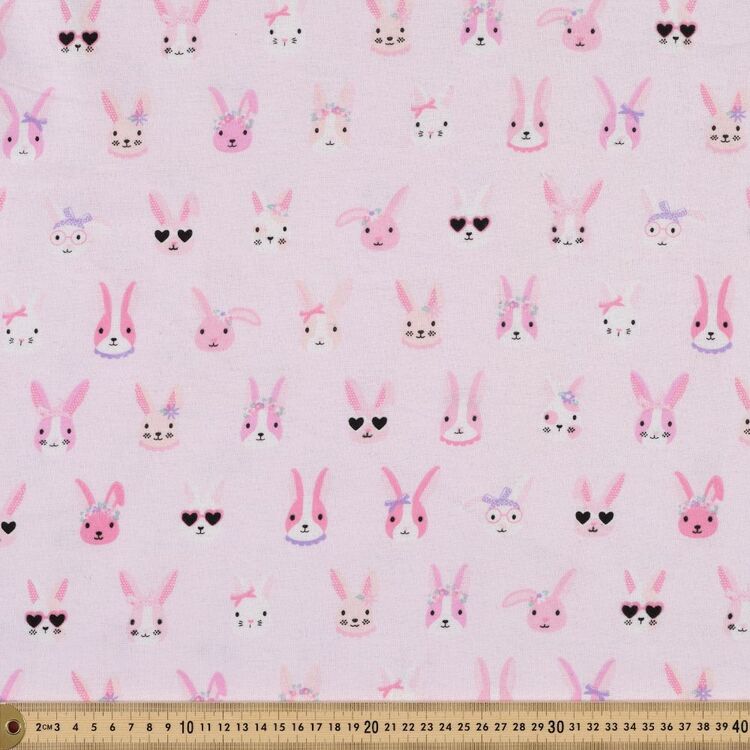 Funky Bunny 112 cm Cotton Flannelette Pink