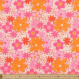 Retro Floral 112 cm Cotton Flannelette Pink & Orange 112 cm