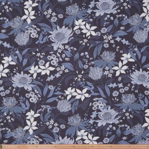 Bea Floral 150 cm Cotton Canvas Fabric Navy 150 cm