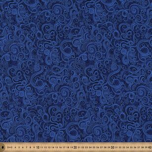 Swirly 112 cm Blender Cotton Fabric Blue 112 cm