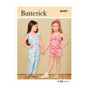 Butterick Sewing Pattern B6907 Children's Romper, Jumpsuit & Sash White XX Small - Large