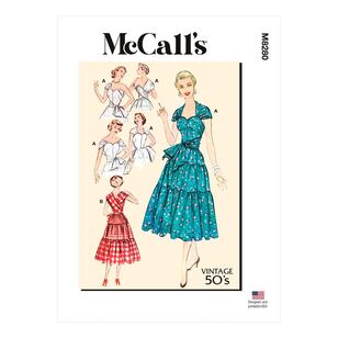 McCall's Sewing Pattern M8280 1950s Vintage Misses' Dresses White
