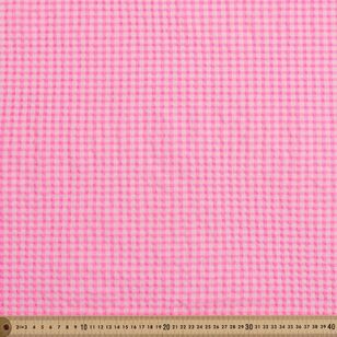 Gingham 132 cm Stretch Seersucker Fabric Pink 132 cm