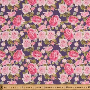 Real Roses 112 cm Cotton Fabric Navy 112 cm
