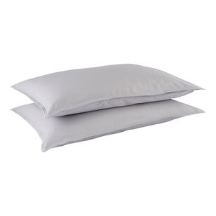 White Home Washed Cotton 2Pk Pillowcases Mid Grey Standard