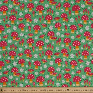 Rose & Hubble Mushrooms 112 cm Cotton Fabric Green 112 cm