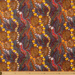 Warlukurlangu Goanna Dreaming #3 112 cm Cotton Fabric Multicoloured 112 cm