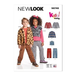 New Look Sewing Pattern N6746 Children's Knit Top, Jacket, Vest and Cargo Pants White 3 - 8