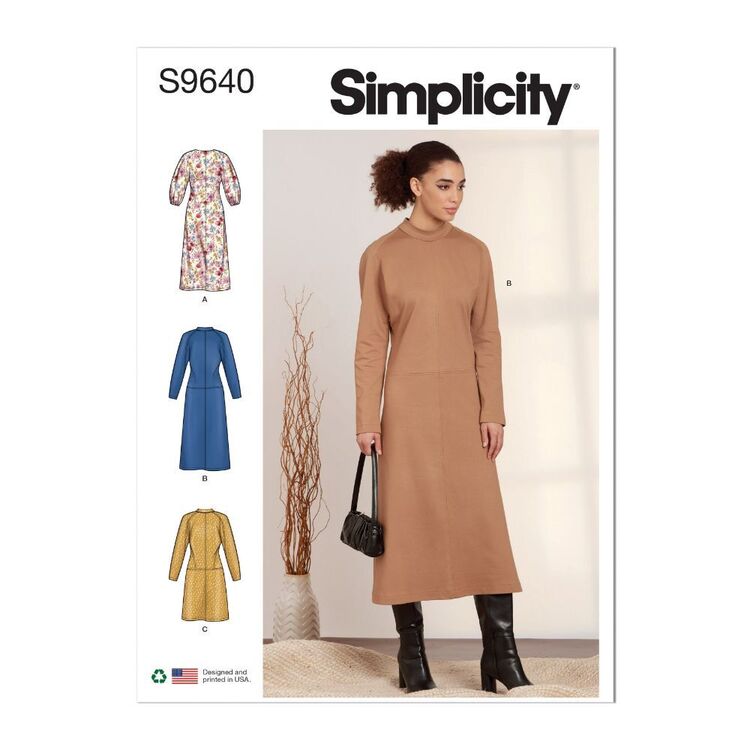 Simplicity Sewing Pattern S9640 Misses' Dolman Sleeve Dresses White