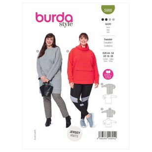 Burda Sewing Pattern B5988 Women's Sweatshirt White 18-28 (44-54)