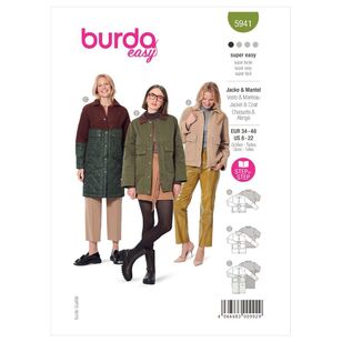 Burda Sewing Pattern B5941 Women's Jacket and Coat White 8-22 (34-48)
