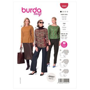Burda Sewing Pattern B5940 Women's Pullover White