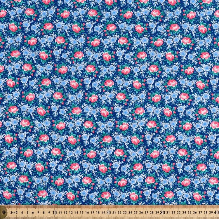 Windsor Park Vintage Floral 112 cm Cotton Fabric Navy 112 cm