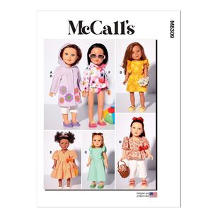 McCall's Sewing Pattern M8309 Doll Clothes White One Size