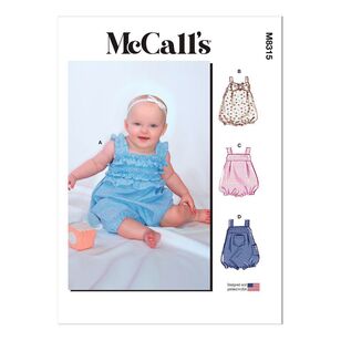 McCall's Sewing Pattern M8315 Infants' Rompers White NB - X Large