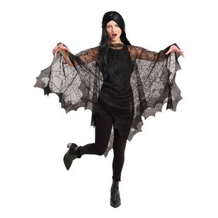 Spooky Hollow Adult Lace Poncho Black