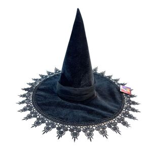 Spooky Hollow Lace Witch Hat Black