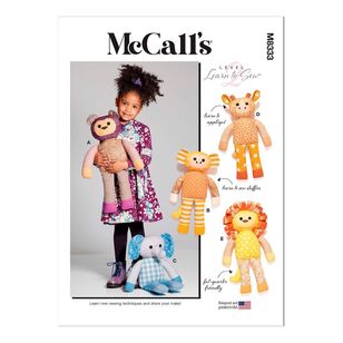 McCall's Sewing Pattern M8333 Plush Animals White One Size